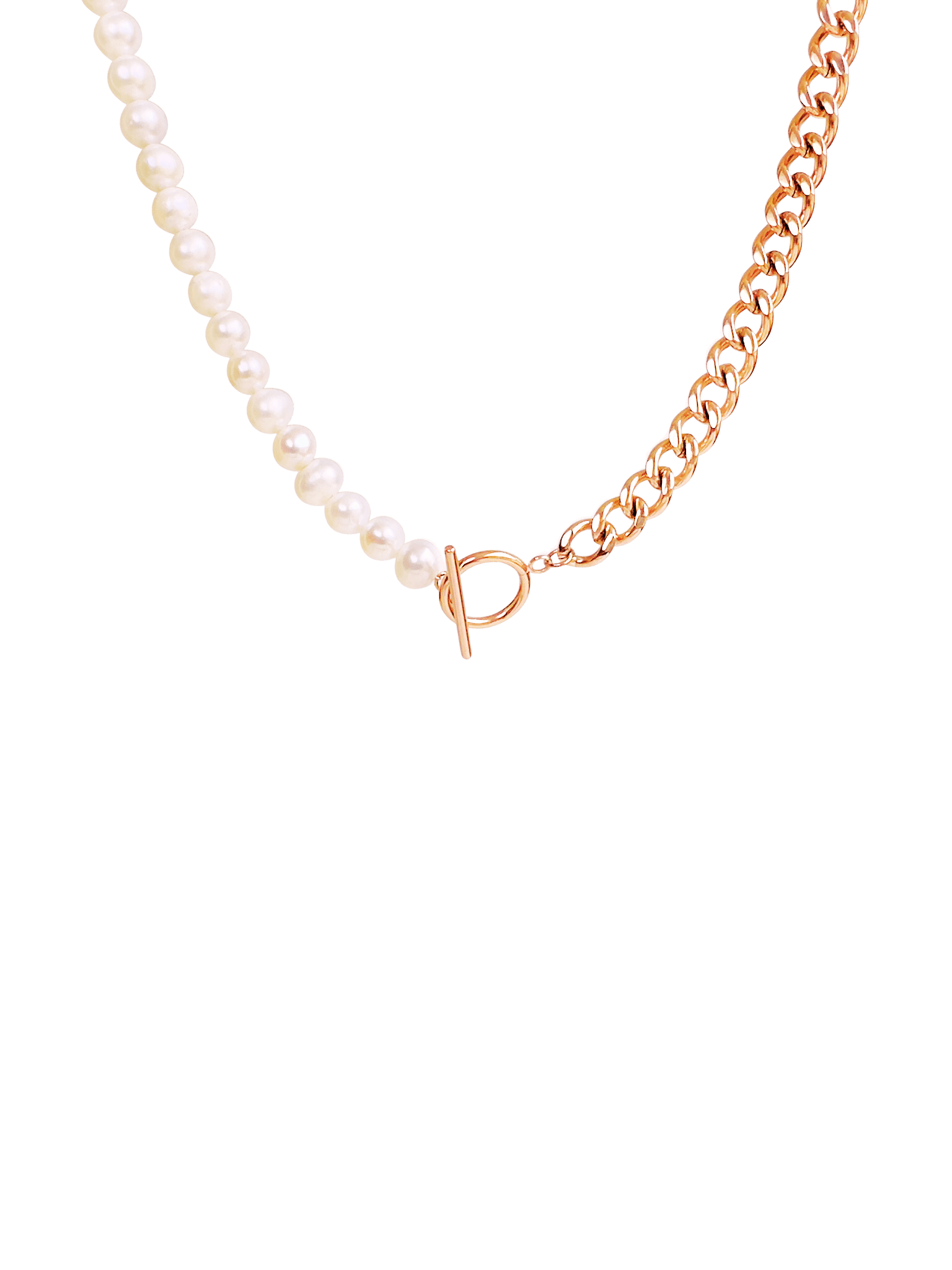 Mens Pearl Necklace | Splicing Pearl Necklace Men | Half Pearl Half Ch –  Huge Tomato